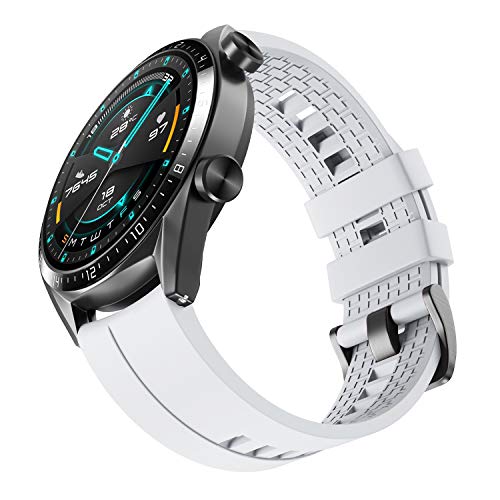 NotoCity Armband für Huawei Watch GT 3/GT 2/GT 46mm Huawei Watch 3 46mm/ Watch 3 Pro 48mm, Samsung Galaxy Watch 3 45mm Ersatzband, 22mm Silikon Quick Release Armbänder, Weiss von NotoCity