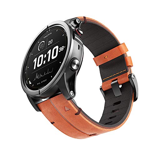 NotoCity Ersatz-Lederband Kompatibel mit Garmin Fenix 7X / Fenix 5X/5X Plus/Fenix 6X pro/Fenix 6X Sapphire/Fenix 3 /Fenix 3HR (26 mm) Quickfit Armband Sport&Business für Männer und Frauen(Braun) von NotoCity