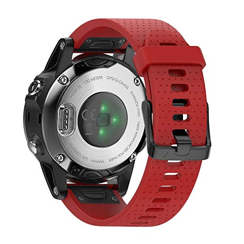 NotoCity Ersatzarmband Kompatibel mit Garmin Fenix 5s Armband für Fenix 5s/5s Plus/6s/6s Pro/7s Uhrenarmband, 20mm Breite Silikon Quick-Fit Armband, Mehrfache Farben (Rot) von NotoCity