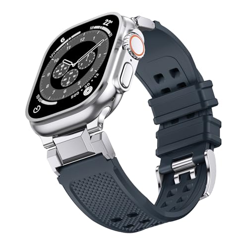 NotoCity für Apple Watch Ultra 2/Ultra Armband 49mm, Armband für Apple Watch Series 10/9/8/7/6/5/4/SE/SE2 46mm 45mm 44mm Damen Herren, Silikon Armband für iWatch Series 3/2/1 42mm(Marineblau) von NotoCity