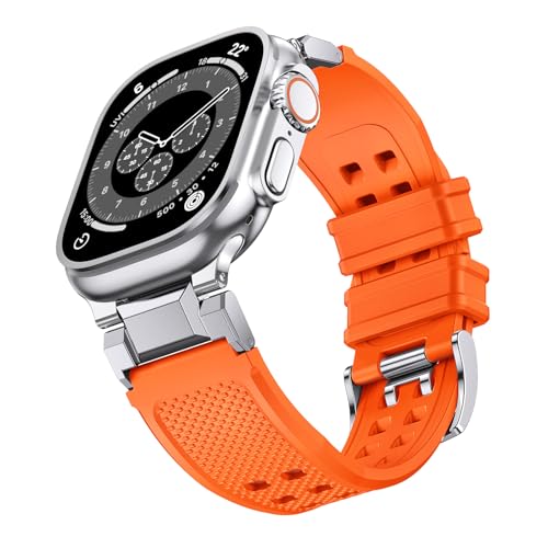 NotoCity für Apple Watch Ultra 2/Ultra 49mm, Armband für Series 10/9/8/7/6/5/4/SE/SE2 46mm 45mm 44mm, Silikon für iWatch Series 3/2/1 42mm Damen Herren (Orange) von NotoCity