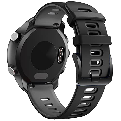NotoCity für Garmin Vivoactive 3 Armband, 20mm Silikon Ersatzarmband Kompatibel mit Samsung Galaxy Active 2/ Gear Sport/Galaxy Watch 42 mm/Garmin Venu 2 Plus/Forerunner 645/245 (Schwarz-Grau) von NotoCity