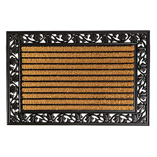 Notrax, Ivy Leaf, Fußmatte aus natürlicher Kokosfaser mit Gummi-Rückseite, Eingangsmatte für den Innen- und Außenbereich, 61 x 91,4 cm, C04 (C04S2436IL) Braun von Notrax