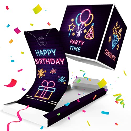 Notta&Belle FEEL LOVE EVERY MINUTE «BOOM!» Explosion Geburtskarte (Neon) Happy Birthday! Geburtstagskarte Explodierende mit Konfetti, Surprise Explosion Box von Notta&Belle FEEL LOVE EVERY MINUTE