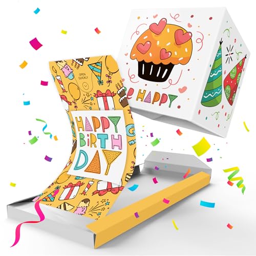 Notta&Belle FEEL LOVE EVERY MINUTE «BOOM!» Explosion Geburtstagskarte Happy Birthday (Gelbe), Surprise Explodierende Karte mit Konfetti für Frau Mann Kollegen, Kinder von Notta&Belle FEEL LOVE EVERY MINUTE