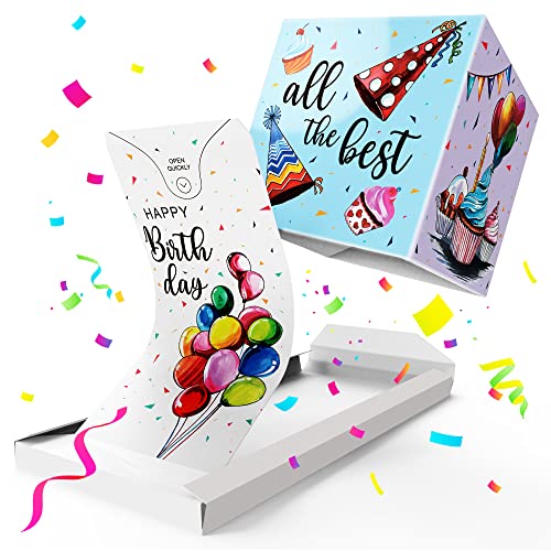 Notta&Belle FEEL LOVE EVERY MINUTE «BOOM!» Explosion Geburtstagskarte Happy Birthday (weiß - Luftballons), Surprise Explodierende Karte mit Konfetti für Frau Mann Kollegen, Kinder von Notta&Belle FEEL LOVE EVERY MINUTE