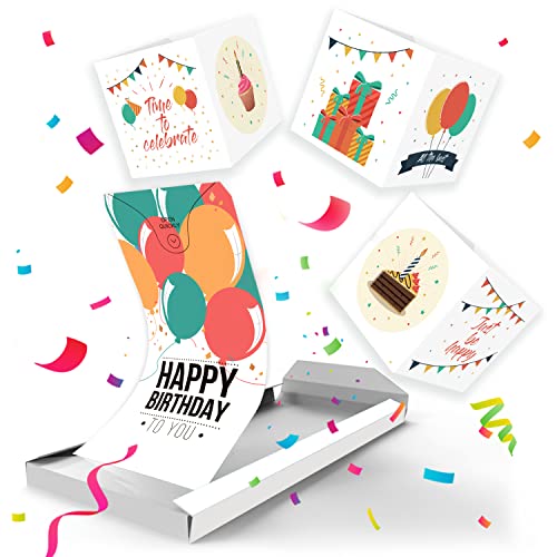 Notta&Belle FEEL LOVE EVERY MINUTE «BOOM!» Geburtstag Explosion Karte mit Konfetti (3 Würfel). Geburtskarte Explodierende mit Wow-Effekt - Überraschung für Mann, Frau, Kollegen, Familie, Kinder von Notta&Belle FEEL LOVE EVERY MINUTE