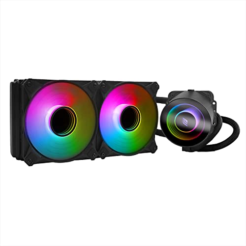 Noua Siberus Pro 240 ARGB Schwarz, CPU-Flüssigkeitskühlung, TDP 220 W, Infinity Mirror, 2 PWM-Lüfter, leise, universell LGA 1700 1200 115x AM5 AM4 AM3 von Noua