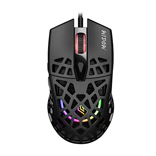 Noua Widow RGB Gaming-Maus mit Kabel, Pixart 3212 Sensor bis zu 7200 DPI [6 einstellbare Stufen], leicht 68 g, Gaming-Maus mit Wabenstruktur, Huano-Schalter, Lange Lebensdauer, schwarz von Noua