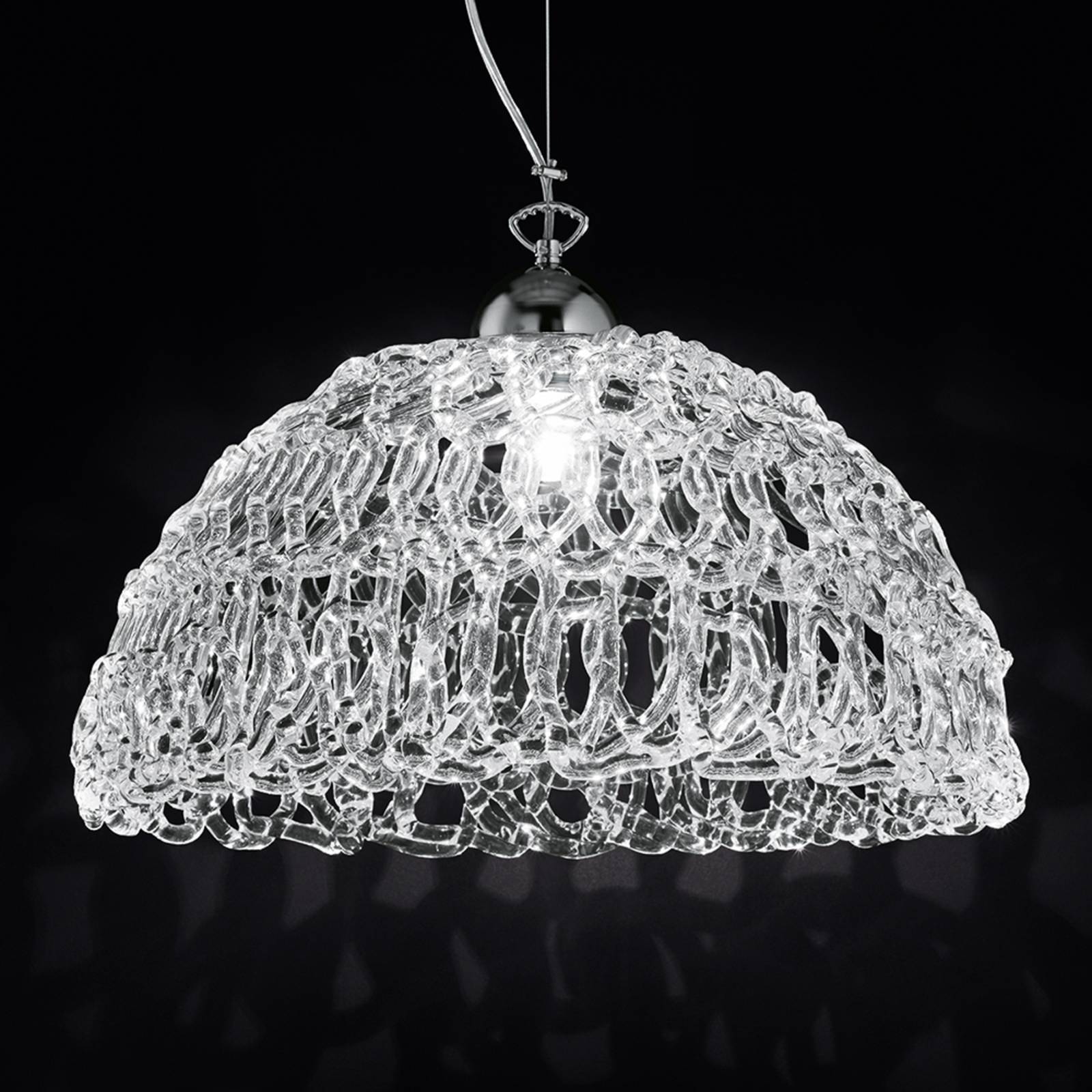 Transparente Glas-Hängeleuchte Cobweb, 46 cm von Novaresi