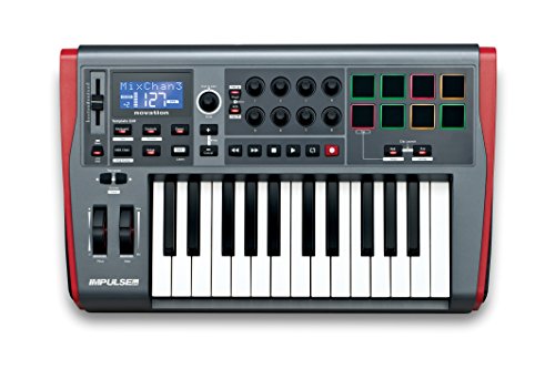 Novation Impulse USB/MIDI-Controller-Keyboard mit 25 Tasten und Buspower – Robuste, sehr reaktionsschnelle Vollformat-Klaviatur mit Aftertouch und anschlagsdynamischen Pads für Mac und Windows. von Novation