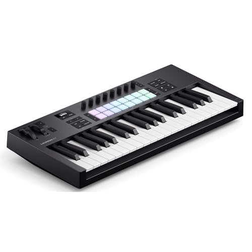 Novation Launchkey 37 [MK4] – Kompaktes USB/MIDI-Controller-Keyboard mit 37 Tasten und DAW-Integration. Akkord- und Skalenmodi, 8 Drum-Pads und Arpeggiator. Inklusive Musikproduktions-Software-Bundle von Novation