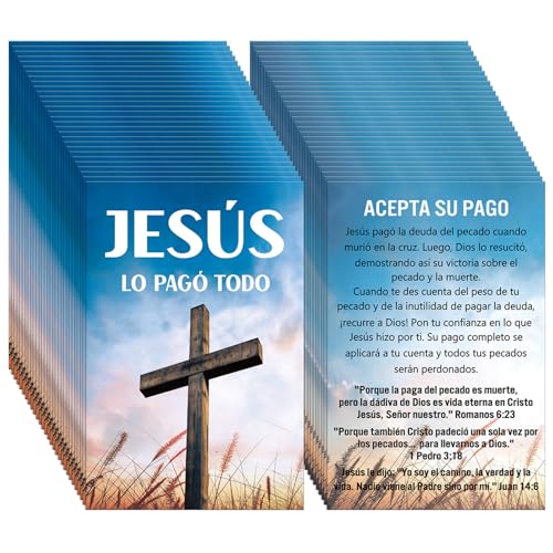 Noveread 200 Stück Spanische Gospel Traktkarte, Heilige Postkarten, Gebetspostkarten, christliche inspirierende Bibelversen für christliche Geschenke, Frauen und Männer (Cruz, Jesús Lo Pagó Todo) von Noveread