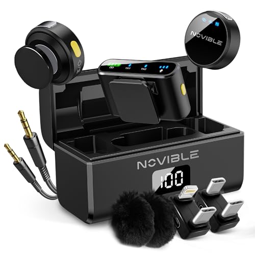 NOVIBLE - Kabelloses Lavalier Mikrofon Ultra Kompakt - Kristallklarer Klang und Geräuschunterdrückung - Kompatibel mit iPhone, Android, PC, Kamera - 25 Stunden Akkulaufzeit mit Ladecase NOVIBLE - Kabelloses Lavalier Mikrofon Ultra Kompakt - Kristallklarer Klang und Geräuschunterdrückung - Kompatibel mit iPhone, Android, PC, Kamera - 25 Stunden Akkulaufzeit mit Ladecase von Novible