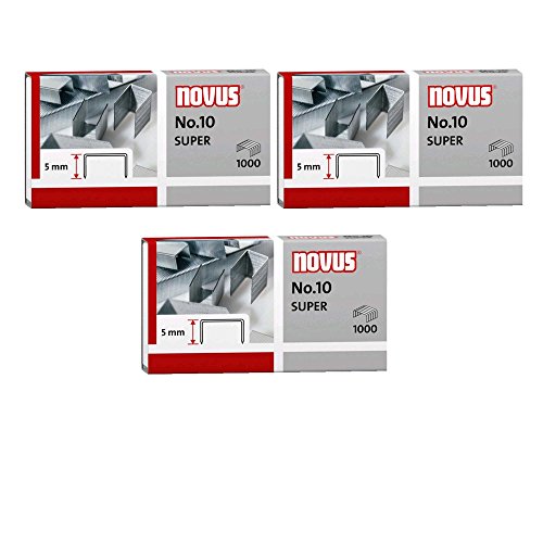 3er Pack Novus Heftklammer No.10, 1000er Päckchen für ür B 10 FC, 10 FC Professional, 10 Professional, 100EL, 10EL (3, 1000er Päckchen | No. 10 super) von Novus