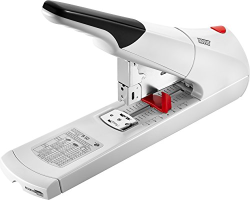 Novus B 50 Blockheftgerät (Bürohefter mit variabler Einlegetiefe bis 75 mm, 140 Blatt, Antiblockiersystem, Wendematrize) lichtgrau von Novus