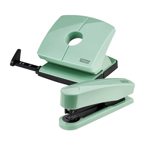 Novus ColorID Schreibtisch-Set in mellow mint, Hefter B2 Heftleistung 25 Blatt & Locher B220 Lochleistung 20 Blatt von Novus