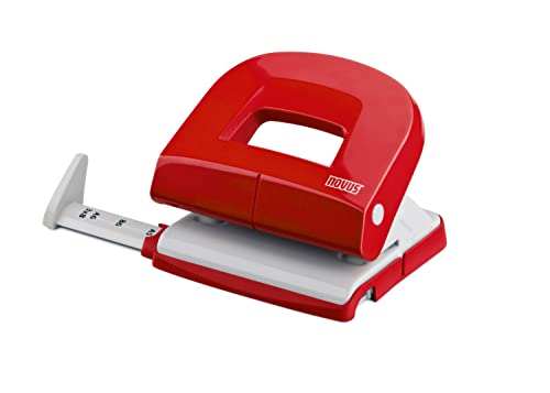 Novus E 216 Locher (16 Blatt Lochleistung, mit Anschlagschiene, für Büro und Schreibtisch) Rot glänzend von Novus