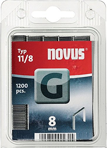 Novus Flachdrahtklammern 8 mm, für Hammertacker, 1200 Klammern vom Typ G 11/8, Heftmittel aus verzinktem Stahldraht von Novus