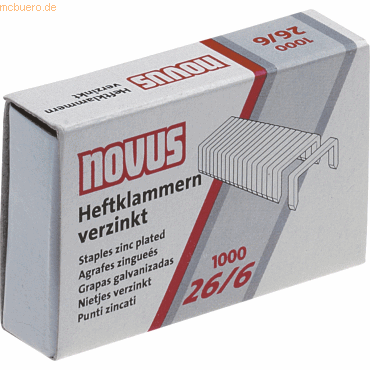 Novus Heftklammern 26/6 verzinkt VE=1000 Stück von Novus