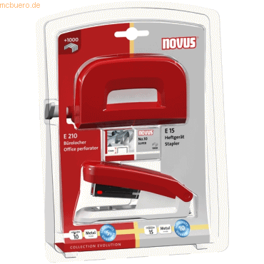 Novus Schreibtisch-Set Twinset Heftgerät+Locher E 15/E 210 rot Novus Schreibtisch-Set Twinset Heftgerät+Locher E 15/E 210 rot von Novus