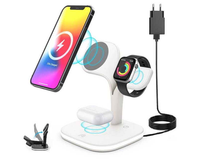 Novzep 23w Wireless Charger Induktive Ladestation mit Nachtlampe Induktions-Ladegerät (iPhone 12 13 14 15 16 max plus,AirPods 2/Pro, Apple Watch 2-7/SE) von Novzep