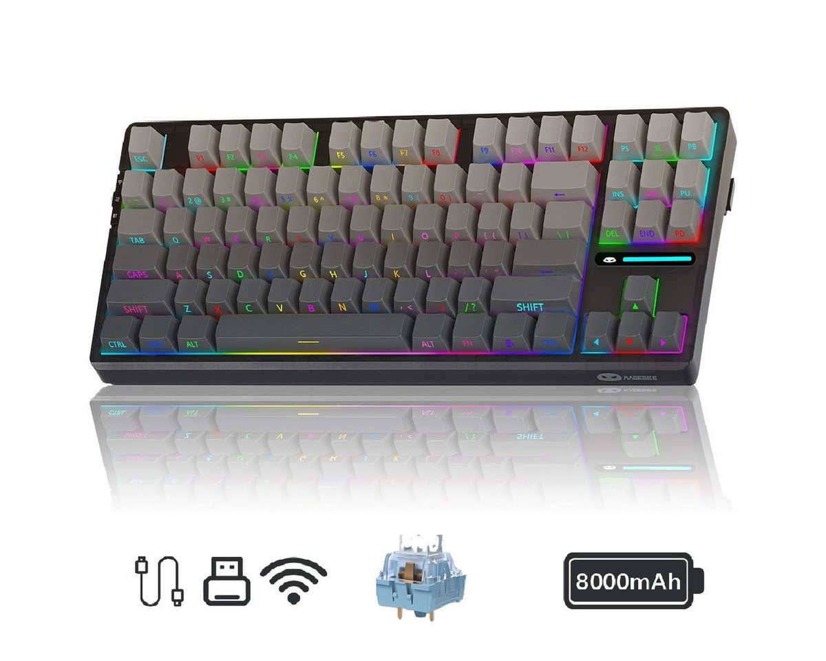 Novzep 8000 mAh Kabellose Mechanische Gaming-Tastatur, RGB, 2,4G/USB-C/BT,PBT PC-Tastatur Novzep 8000 mAh Kabellose Mechanische Gaming-Tastatur, RGB, 2,4G/USB-C/BT,PBT PC-Tastatur von Novzep