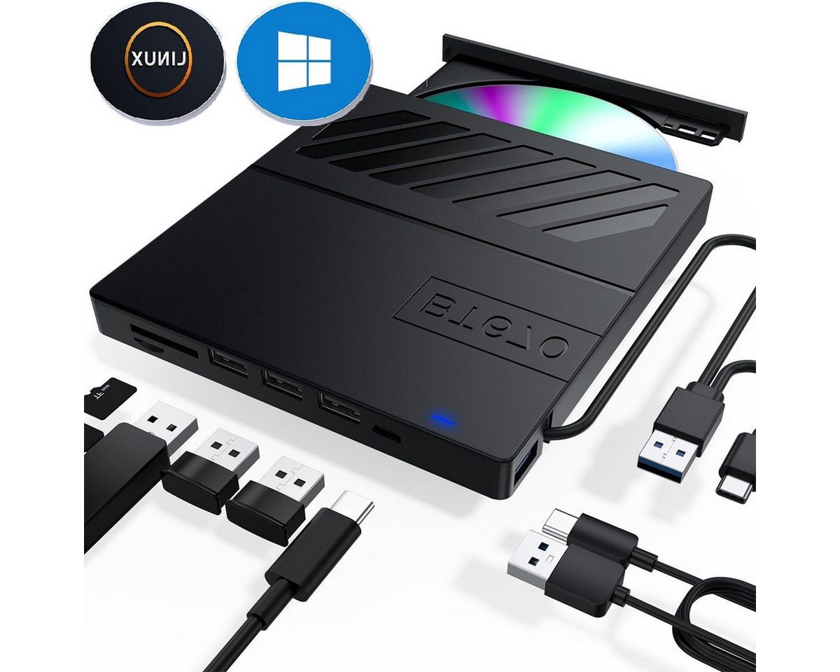 Novzep Externes DVD-Laufwerk mit USB 3.0 Hub & SD/TF Kartenleser DVD-Brenner Novzep Externes DVD-Laufwerk mit USB 3.0 Hub & SD/TF Kartenleser DVD-Brenner von Novzep