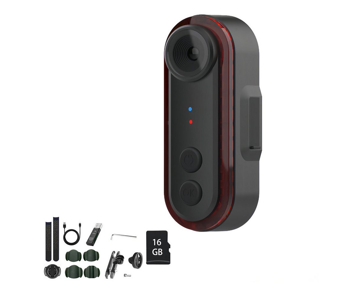 Novzep Fahrradcomputer Fahrradrückkamera mit Rücklicht, 1080P, 150° Weitwinkel, APP-Steuerung (1-St), IPX6, 3500mAh, USB-C von Novzep