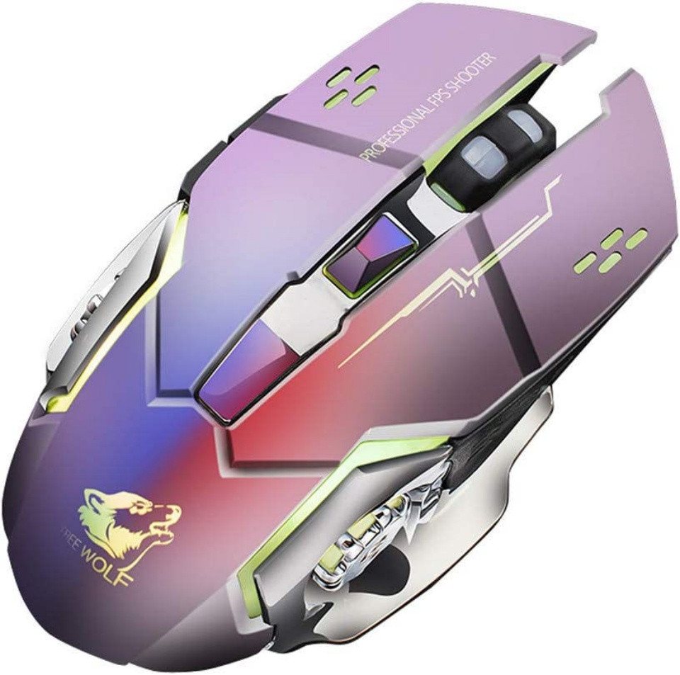Novzep Gaming-Maus, USB, 7 Farben mit LEDs,Grau Gaming-Maus von Novzep