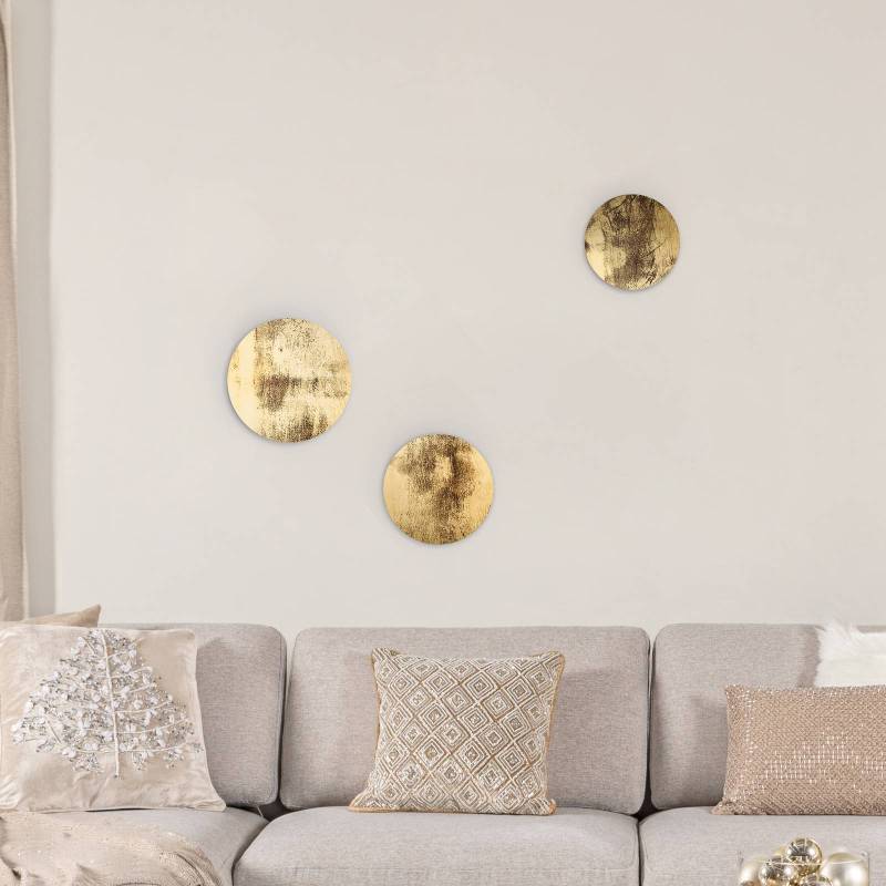 LED-Wandleuchte Ring M, Ø 25 cm, Sperrholz, goldfarben von Nowodvorski Lighting