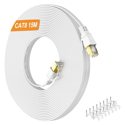 Nowunke Cat 8 LAN Kabel 15 meter Flach Netzwerkkabel 15m Ethernet Kabel Weiß Hochgeschwindigkeit 40Gbps 2000MHz Patchkabel, RJ45 Gigabit STP Geschirmt Wlan Internetkabel für Router Modem Switch Nowunke Cat 8 LAN Kabel 15 meter Flach Netzwerkkabel 15m Ethernet Kabel Weiß Hochgeschwindigkeit 40Gbps 2000MHz Patchkabel, RJ45 Gigabit STP Geschirmt Wlan Internetkabel für Router Modem Switch von Nowunke