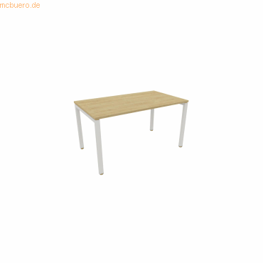 NowyStyl Büroschreibtisch manuell 140x80cm weiß/hamilton oak von NowyStyl