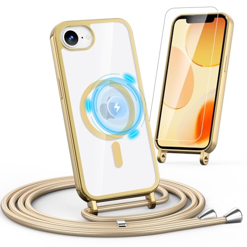 Noyabox HandyKette für iPhone 16e Hülle mit Band, 1* Schutzfolie Magnetische Handyhülle für iPhone 16e Necklace Schnur Schutzhülle mit Kordel zum Umhängen Case, Golden Noyabox HandyKette für iPhone 16e Hülle mit Band, 1* Schutzfolie Magnetische Handyhülle für iPhone 16e Necklace Schnur Schutzhülle mit Kordel zum Umhängen Case, Golden von Noyabox
