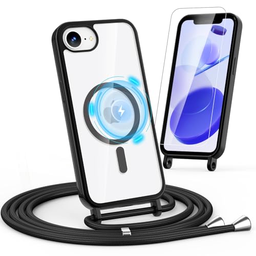 Noyabox HandyKette für iPhone 16e Hülle mit Band, 1* Schutzfolie Magnetische Handyhülle für iPhone 16e Necklace Schnur Schutzhülle mit Kordel zum Umhängen Case, Schwarz Noyabox HandyKette für iPhone 16e Hülle mit Band, 1* Schutzfolie Magnetische Handyhülle für iPhone 16e Necklace Schnur Schutzhülle mit Kordel zum Umhängen Case, Schwarz von Noyabox
