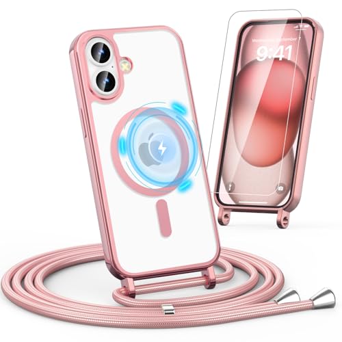 Noyabox HandyKette für iPhone 16 Plus Hülle mit Band, 1* Schutzfolie Magnetische Handyhülle für iPhone 16 Plus Necklace Schnur Schutzhülle mit Kordel zum Umhängen Case, Rosa Noyabox HandyKette für iPhone 16 Plus Hülle mit Band, 1* Schutzfolie Magnetische Handyhülle für iPhone 16 Plus Necklace Schnur Schutzhülle mit Kordel zum Umhängen Case, Rosa von Noyabox