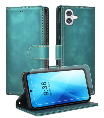 Noyabox Handyhülle für iPhone 16 [Exklusive Textur] Klapphülle：1*Schutzfolie & 3*Kartenfach, Standfunktion Klappbar Stoßfeste Lederhülle Hülle Flip Case, Grün von Noyabox