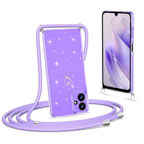 Noyabox Handykette für Samsung Galaxy A06 Hülle mit Band, Glitzer Handyhülle zum Umhängen Weich Elastische Silikon TPU Schutzhülle mit Schimmer Herz Muster Abnehmbare Kordel Stoßfest, Lila Noyabox Handykette für Samsung Galaxy A06 Hülle mit Band, Glitzer Handyhülle zum Umhängen Weich Elastische Silikon TPU Schutzhülle mit Schimmer Herz Muster Abnehmbare Kordel Stoßfest, Lila von Noyabox