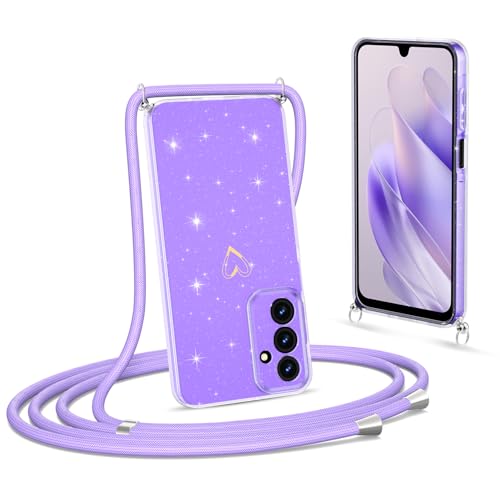 Noyabox Handykette für Samsung Galaxy S24 FE Hülle mit Band, Glitzer Handyhülle zum Umhängen Weich Elastische Silikon TPU Schutzhülle mit Schimmer Herz Muster Abnehmbare Kordel Stoßfest, Lila Noyabox Handykette für Samsung Galaxy S24 FE Hülle mit Band, Glitzer Handyhülle zum Umhängen Weich Elastische Silikon TPU Schutzhülle mit Schimmer Herz Muster Abnehmbare Kordel Stoßfest, Lila von Noyabox