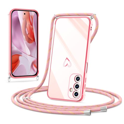 Noyabox Hülle mit Band für Samsung Galaxy A55, Silikon Handyhülle mit Handykette Galvanisiertes Herz Love Design Stoßfest mit Kameraschutz Elegant für Frauen und Mädchen, Rosa Noyabox Hülle mit Band für Samsung Galaxy A55, Silikon Handyhülle mit Handykette Galvanisiertes Herz Love Design Stoßfest mit Kameraschutz Elegant für Frauen und Mädchen, Rosa von Noyabox