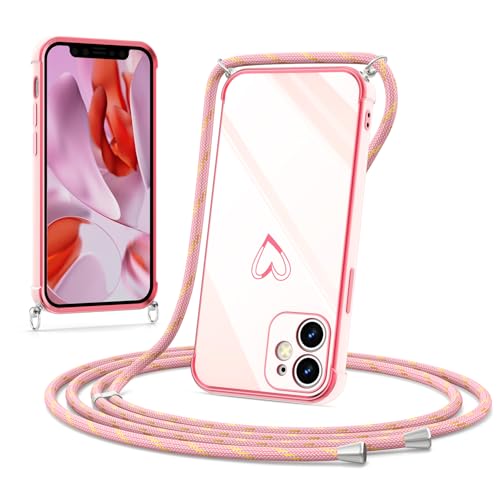 Noyabox Hülle mit Band für iPhone 12, Silikon Handyhülle mit Handykette Galvanisiertes Herz Love Design Stoßfest mit Kameraschutz Elegant für Frauen und Mädchen, Rosa Noyabox Hülle mit Band für iPhone 12, Silikon Handyhülle mit Handykette Galvanisiertes Herz Love Design Stoßfest mit Kameraschutz Elegant für Frauen und Mädchen, Rosa von Noyabox