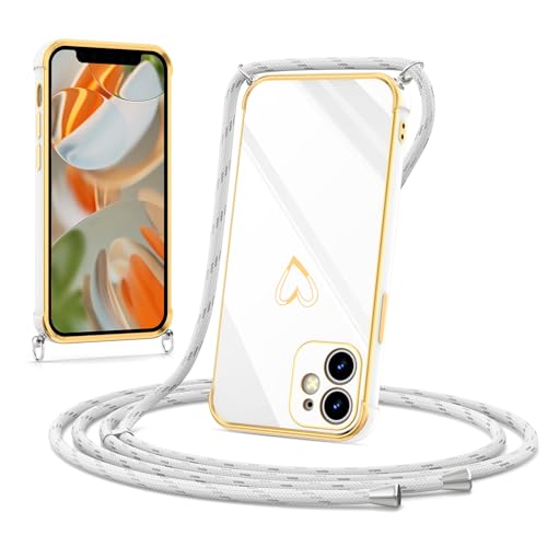 Noyabox Hülle mit Band für iPhone 12 Mini, Silikon Handyhülle mit Handykette Galvanisiertes Herz Love Design Stoßfest mit Kameraschutz Elegant für Frauen und Mädchen, Weiße Noyabox Hülle mit Band für iPhone 12 Mini, Silikon Handyhülle mit Handykette Galvanisiertes Herz Love Design Stoßfest mit Kameraschutz Elegant für Frauen und Mädchen, Weiße von Noyabox