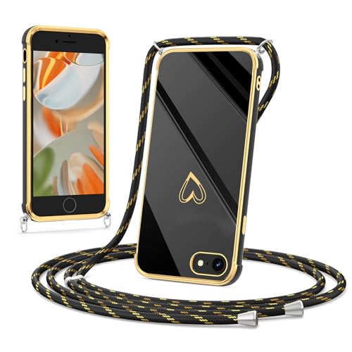 Noyabox Hülle mit Band für iPhone 7/8, Silikon Handyhülle mit Handykette Galvanisiertes Herz Love Design Stoßfest mit Kameraschutz Elegant für Frauen und Mädchen, Schwarz Noyabox Hülle mit Band für iPhone 7/8, Silikon Handyhülle mit Handykette Galvanisiertes Herz Love Design Stoßfest mit Kameraschutz Elegant für Frauen und Mädchen, Schwarz von Noyabox