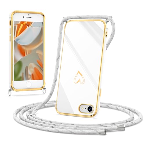 Noyabox Hülle mit Band für iPhone 7/8, Silikon Handyhülle mit Handykette Galvanisiertes Herz Love Design Stoßfest mit Kameraschutz Elegant für Frauen und Mädchen, Weiße Noyabox Hülle mit Band für iPhone 7/8, Silikon Handyhülle mit Handykette Galvanisiertes Herz Love Design Stoßfest mit Kameraschutz Elegant für Frauen und Mädchen, Weiße von Noyabox