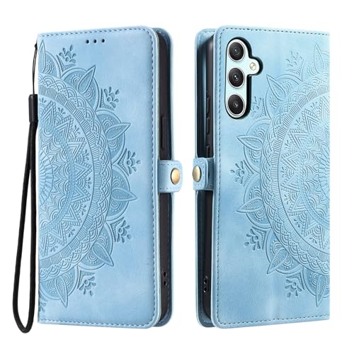 Noyabox Lederhülle für Samsung Galaxy A06, Handyhülle Schutzhülle mit 3 Kartenfach Klapphülle mit Ständer Sonnenblumen-Totem Flipcase Tasche Geldbörse für Samsung Galaxy A06, Blau Noyabox Lederhülle für Samsung Galaxy A06, Handyhülle Schutzhülle mit 3 Kartenfach Klapphülle mit Ständer Sonnenblumen-Totem Flipcase Tasche Geldbörse für Samsung Galaxy A06, Blau von Noyabox