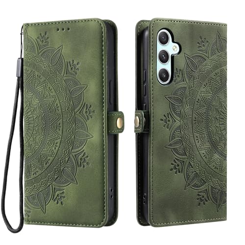 Noyabox Lederhülle für Samsung Galaxy A06, Handyhülle Schutzhülle mit 3 Kartenfach Klapphülle mit Ständer Sonnenblumen-Totem Flipcase Tasche Geldbörse für Samsung Galaxy A06, Grün Noyabox Lederhülle für Samsung Galaxy A06, Handyhülle Schutzhülle mit 3 Kartenfach Klapphülle mit Ständer Sonnenblumen-Totem Flipcase Tasche Geldbörse für Samsung Galaxy A06, Grün von Noyabox