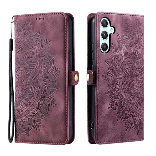 Noyabox Lederhülle für Samsung Galaxy A06, Handyhülle Schutzhülle mit 3 Kartenfach Klapphülle mit Ständer Sonnenblumen-Totem Flipcase Tasche Geldbörse für Samsung Galaxy A06, Weinrot Noyabox Lederhülle für Samsung Galaxy A06, Handyhülle Schutzhülle mit 3 Kartenfach Klapphülle mit Ständer Sonnenblumen-Totem Flipcase Tasche Geldbörse für Samsung Galaxy A06, Weinrot von Noyabox
