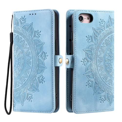 Noyabox Lederhülle für iPhone 6/7/8/SE 2020/2022, Handyhülle Schutzhülle mit 3 Kartenfach Klapphülle mit Ständer Sonnenblumen-Totem Flipcase Tasche Geldbörse für iPhone 6/7/8/SE 2020/2022, Blau Noyabox Lederhülle für iPhone 6/7/8/SE 2020/2022, Handyhülle Schutzhülle mit 3 Kartenfach Klapphülle mit Ständer Sonnenblumen-Totem Flipcase Tasche Geldbörse für iPhone 6/7/8/SE 2020/2022, Blau von Noyabox
