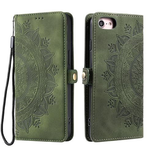 Noyabox Lederhülle für iPhone 6/7/8/SE 2020/2022, Handyhülle Schutzhülle mit 3 Kartenfach Klapphülle mit Ständer Sonnenblumen-Totem Flipcase Tasche Geldbörse für iPhone 6/7/8/SE 2020/2022, Grün Noyabox Lederhülle für iPhone 6/7/8/SE 2020/2022, Handyhülle Schutzhülle mit 3 Kartenfach Klapphülle mit Ständer Sonnenblumen-Totem Flipcase Tasche Geldbörse für iPhone 6/7/8/SE 2020/2022, Grün von Noyabox