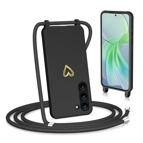Noyabox für Samsung Galaxy S23 Handyhülle mit Band, Goldenem Herz Silikon zum Umhängen Handykette mit Abnehmbarer Kordel Halskettenhülle Stoßfest mit Kameraschutz, Schwarz Noyabox für Samsung Galaxy S23 Handyhülle mit Band, Goldenem Herz Silikon zum Umhängen Handykette mit Abnehmbarer Kordel Halskettenhülle Stoßfest mit Kameraschutz, Schwarz von Noyabox